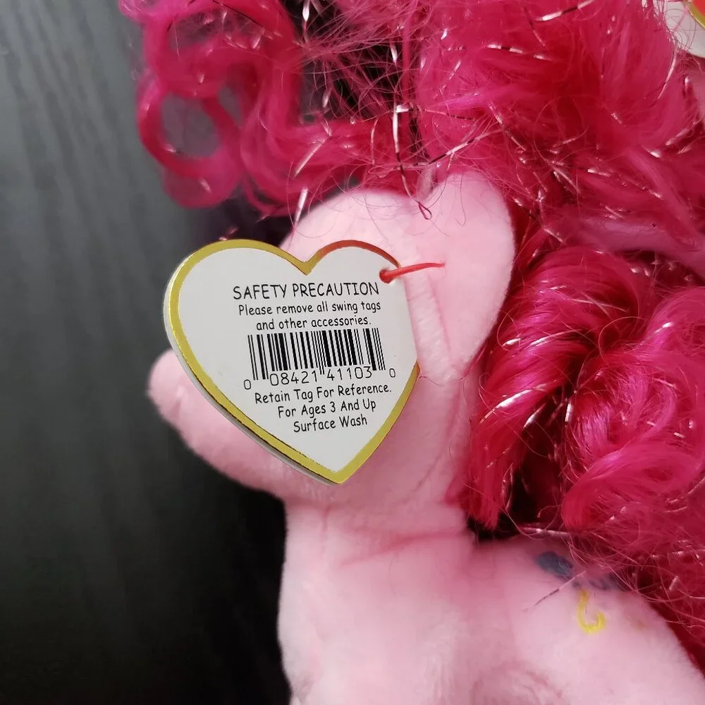 3 pc TY Sparkle BEANIE BABIES MY LITTLE PONY PINKIE PIE Backpack Clip - Picture 3 of 12